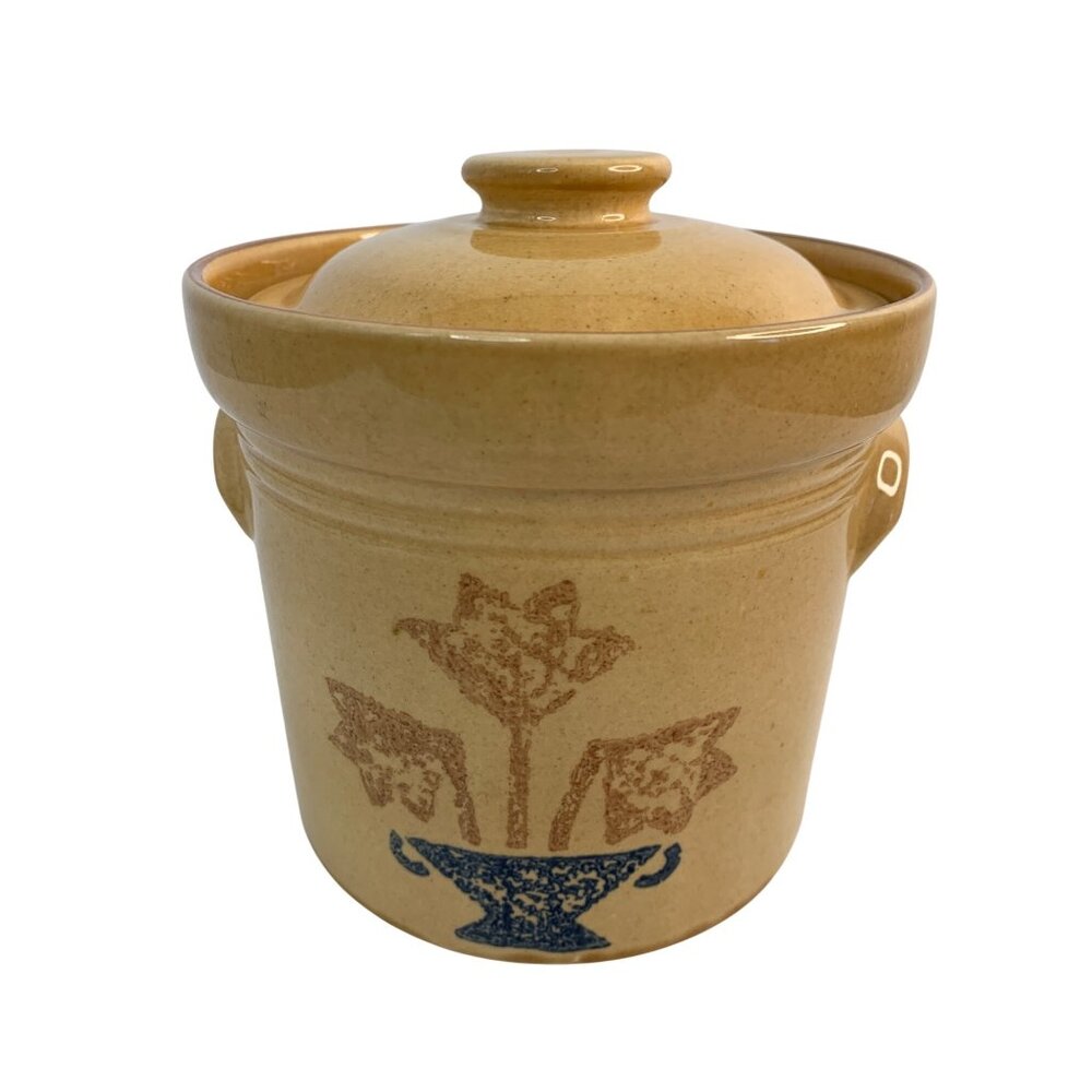 Pfaltzgraff Vintage Village Collection Crock Canister With Lid 6"x 6" Americana